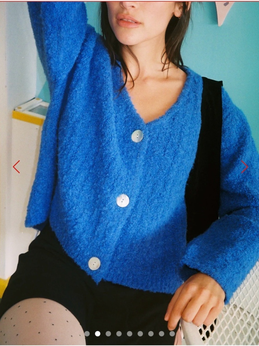 Lisa Says Gah Blue Fuzzy Button Cardigan